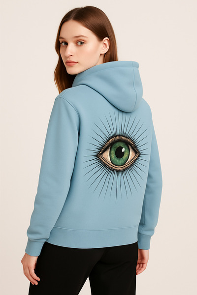 CLASSY.MODA Φούτερ με κουκούλα και τσέπη καγκουρό, με στάμπα και φωτιστικά στ...