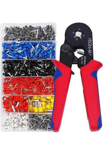 Generic Wire crimping and splicing plier set with 1200 ferrules - Self-adjusting electrical cable terminal crimping tool