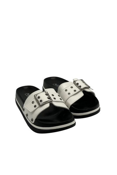 MULEX Zenne 2253 Daily Women's Slippers White Soft Sole Large Buckle Boxed Daily Slippers