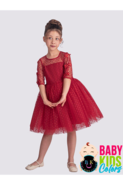 baby kids colors Lace Girls' Dress with Bow on the Sleeves 🎀