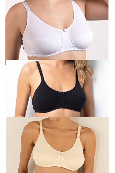 Doremi Wireless 100% Natural Cotton Comfort Bra - White - Black