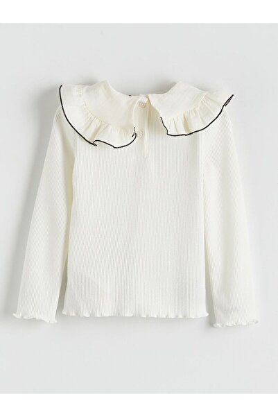 LC Waikiki Lcw Kids Peter Pan collar Textured Girl's T-Shirt