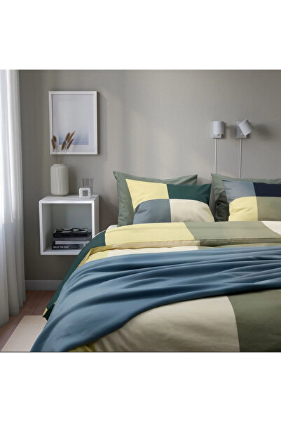 IKEA BRUNKRISSLA single bed sheet set, green-multicolor, 150x200/50x60 cm