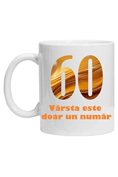 CRD PRINT Personalized Ceramic Mug "Age Is Just a Number - Variant 2 - 60", White, 330 ml