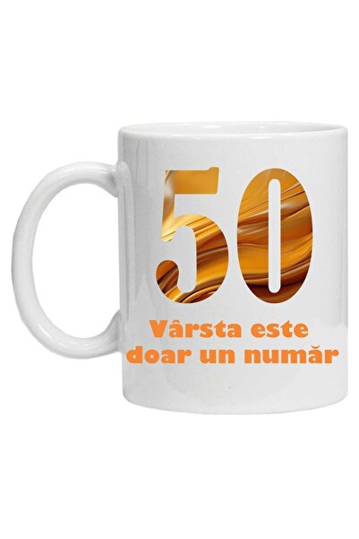 CRD PRINT Personalized Ceramic Mug 'Age Is Just a Number - Variant 2 - 50', White, 330 ml