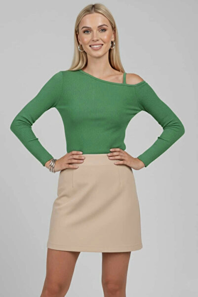 ZENGEZUR MALL Bluză cu un singur umăr cu șnur verde T4328