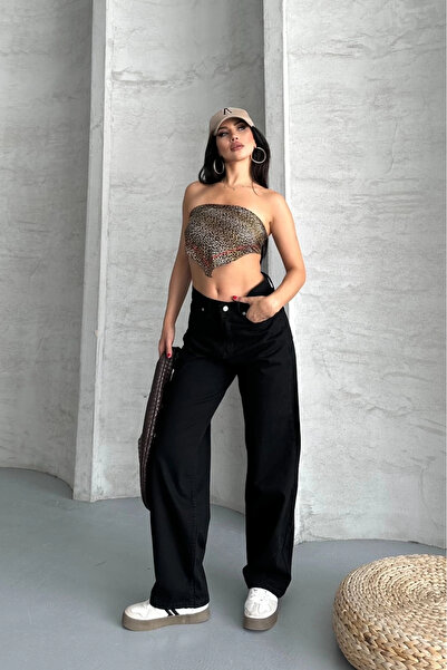 İntive Lingerie Palazzo Straight Enzyme Super Stone Wash Jeans Trousers Black...