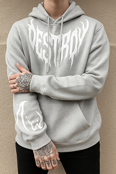 classy moda Φούτερ με oversized κορδόνια και με κουκούλα τσέπες καγκουρό, γοτ...