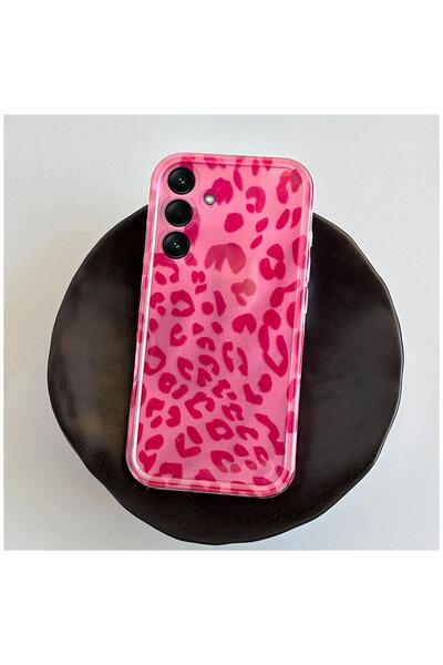Zebana Samsung Galaxy A17 Compatible Case Luxe Leopard Silicone Case Pink