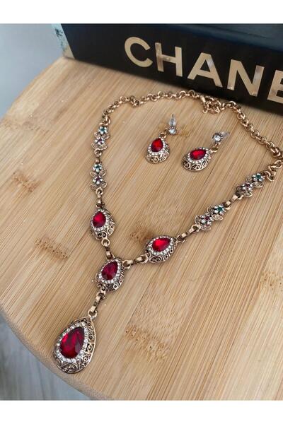 Tubada Accessories YENİ YIL KOLYE SETİ ÖZEL TASARIM KIRMIZI