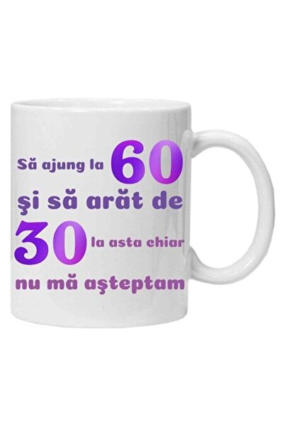 CRD PRINT Personalized ceramic mug with print "to reach 60 and look 30", 330 ml, White -