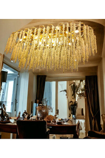 KARAZ Rectangular crystal pearl chandelier