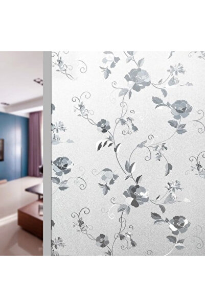 MaffStuff Folie Autoadezivă Electrostatică Geamuri 60x200 cm, Model Floral Elegant, Intimitate și Decor