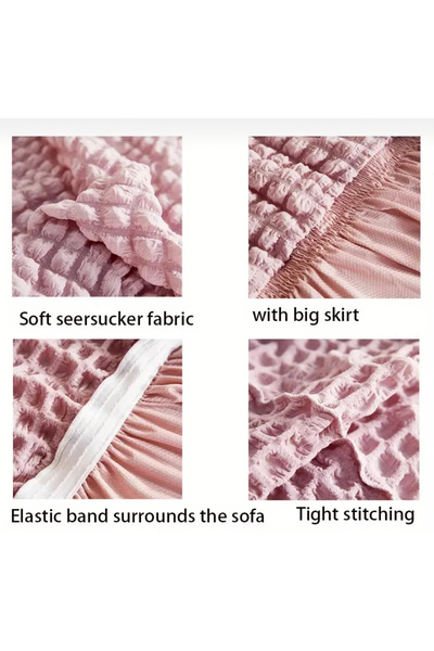 ARTUÇ Bürümcük (3-2-1-1) Sofa Slipcover Set with Skirt (Powder Rank)