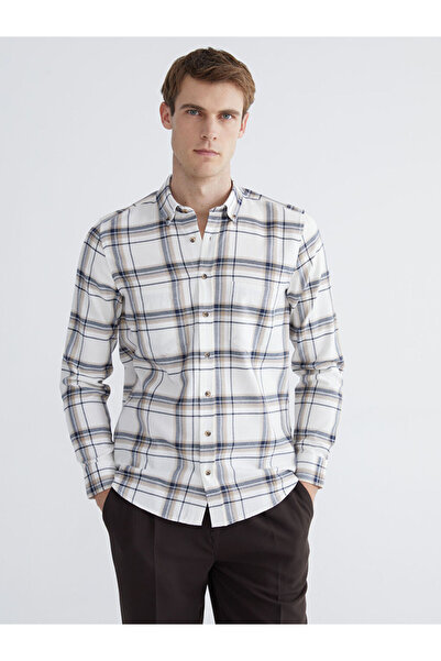 LC Waikiki Стандартна мъжка риза от кариран габардин с дълъг ръкав