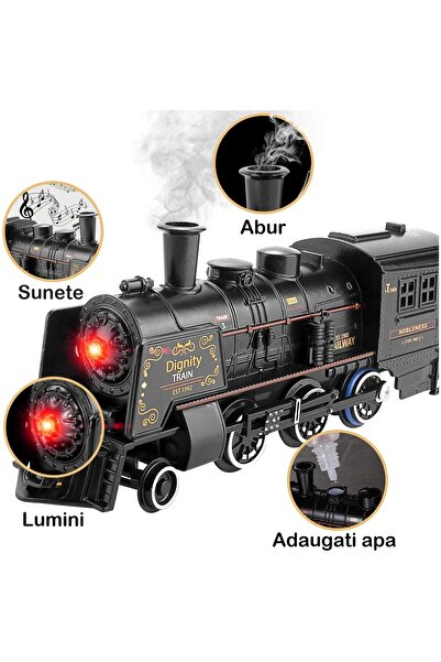 indiggo Metal Electric Train Set with Lights, Sounds & Steam (Black)
