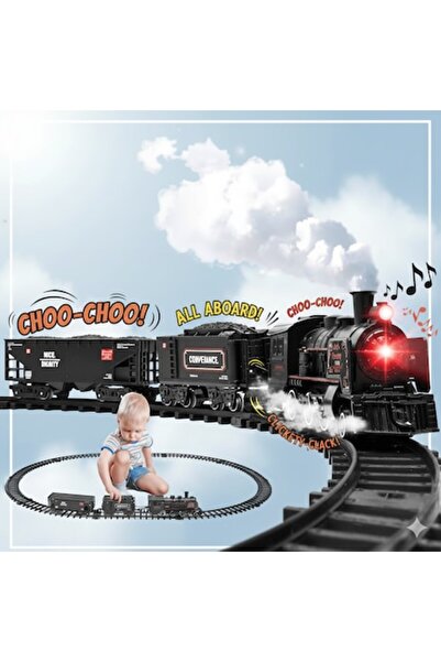 indiggo Metal Electric Train Set with Lights, Sounds & Steam (Black)