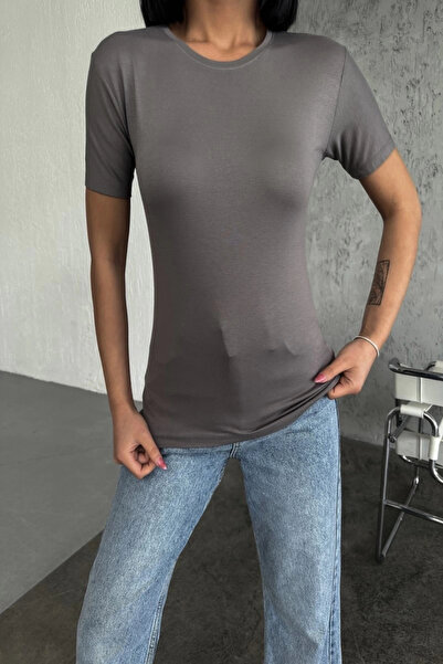 DoQuN Comfortable and Stylish Short Sleeve Crew Neck Lycra Viscose Combed Cotton Body Smoked