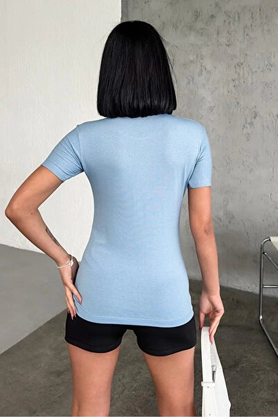 DoQuN Comfortable and Stylish Short Sleeve Crew Neck Lycra Viscose Combed Cotton Body Baby Blue