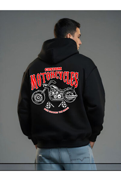 ELNOYA سويت شيرت كاجوال بأكمام طويلة للجنسين باللون الأسود مكون من مطبوع خيوط...