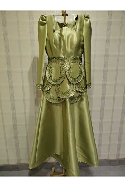 Ressian fashion فستان ميكادو تفاحي بكرستال ولولو