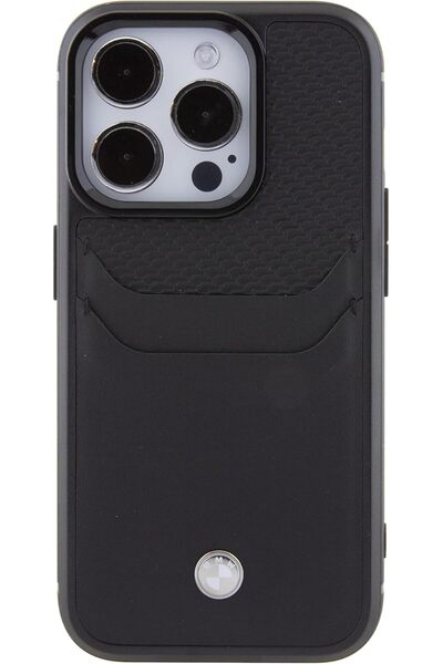CG Mobile BMW-Logo Leather Card-Slot Protective Case for iPhone 15 Pro - Black (CG Mobile)