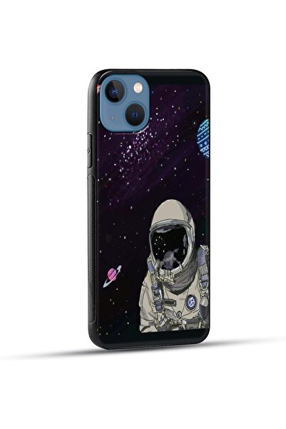 Generic Protective Case with Abstract Astronaut Design and Soft Black Sides for Apple iPhone 13, Purple - Ji