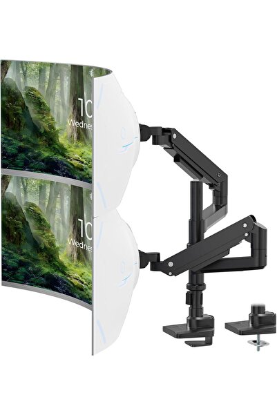 PUTORSEN ذراع شاشة مزدوجة شديدة التحمل من 17 إلى 49 بوصة، حامل مكتب عمودي قاب...