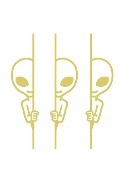 Oracal Set of 3 decorative stickers, Alien Peek, 20cm, gold