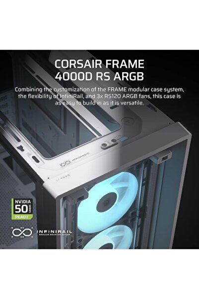Corsair 4000D RS ARGB ATX Mid-Tower PC Case, High Airflow, 3 x RS ARGB Fans, White