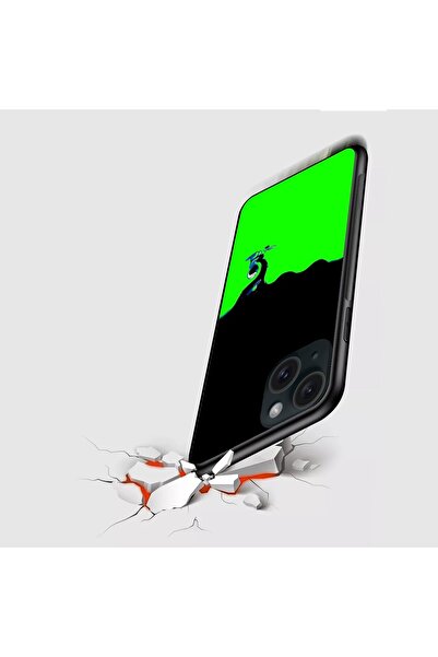 Generic Jim Orton Abstract Print Protective Case with Flexible Black Sides for Apple iPhone 15 - Green