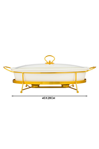 ABAREEK A ceramic food warmer for buffets, used to keep food warm during parties and events.