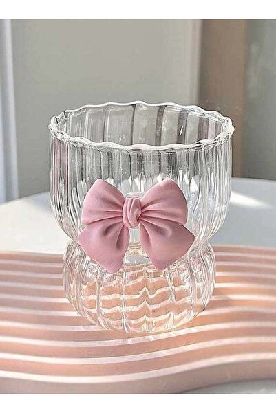 Generic Pink Bow Heat-Resistant High-Borosilicate Glass Coffee Cup