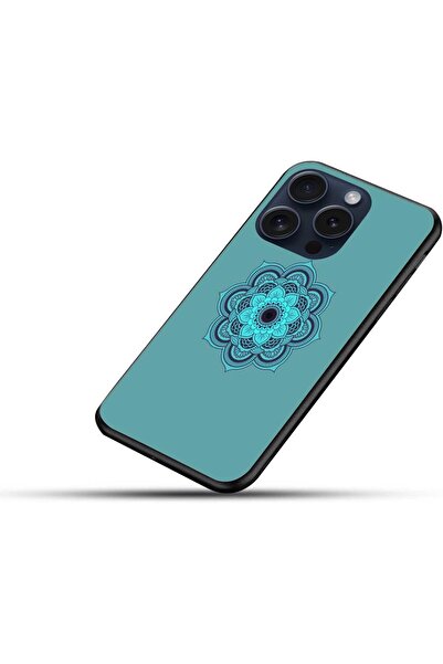 Generic Mandala Pattern Printed Protective Case with Soft Black Sides for Apple iPhone 15 Pro - Blue