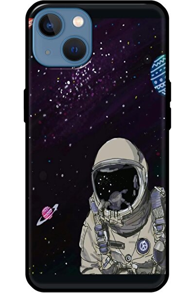 Generic Protective Case with Abstract Astronaut Design and Soft Black Sides for Apple iPhone 13, Purple - Ji