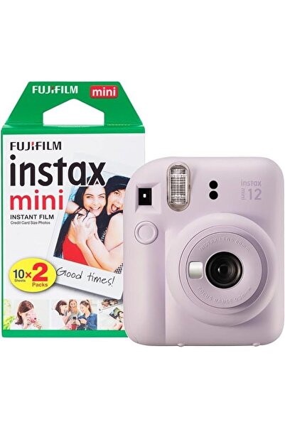 Fujifilm كاميرا فورية Instax Mini 12 - لون بنفسجي فاتح مع عبوة فيلم من 20 ورقة