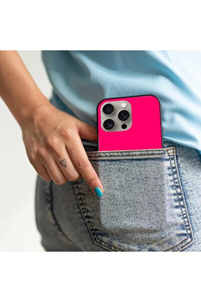 Generic Khales Solid-Color Protective Case with Soft Black Sides for Apple iPhone 15 Pro Max - Pink (Color00