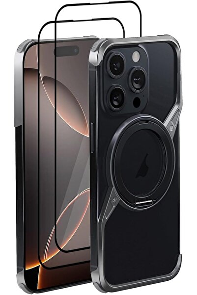 Margoun Minimalist Phone Case Compatible With MagSafe iPhone 16 Pro Max (Gray+2Glass)