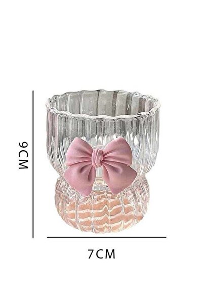 Generic Pink Bow Heat-Resistant High-Borosilicate Glass Coffee Cup