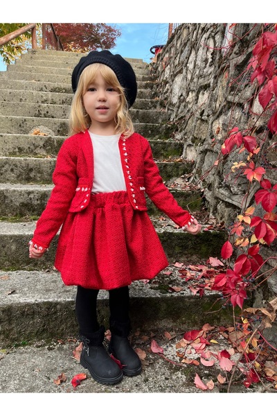 Alvadonna Tweed Skirt and Jacket Girls' Set