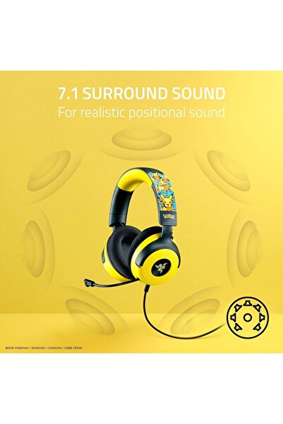 RAZER Kraken V4 X Pokémon Kanto Starters Gaming Headset (USB, 40mm TriForce, Cardioid Mic, 7.1, Chr