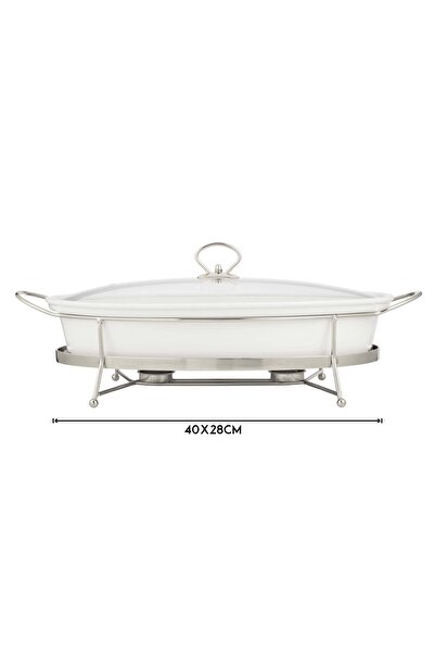 ABAREEK A ceramic food warmer for buffets, used to keep food warm during parties and events.