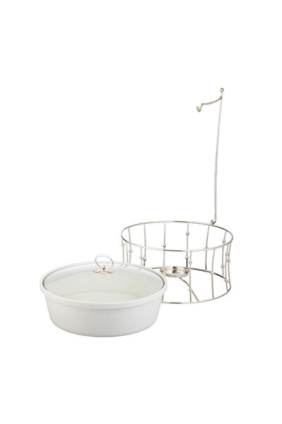 ABAREEK A ceramic food warmer for buffets, used to keep food warm during parties and events.