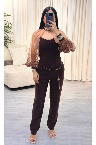 SELSAL Embroidered pants and blouse set