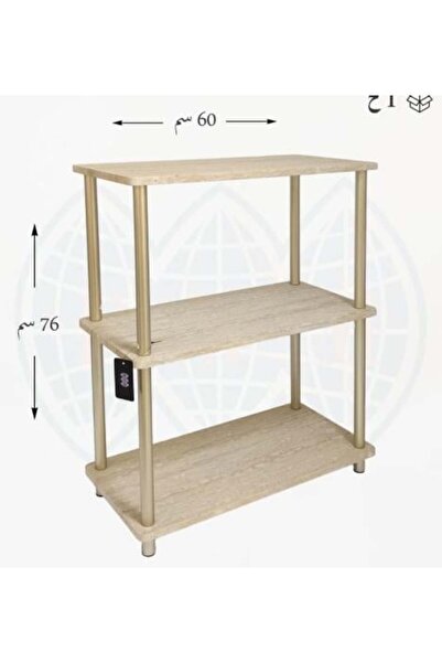 SHT رف خشب مستطيل بيج*بروازي 3دور