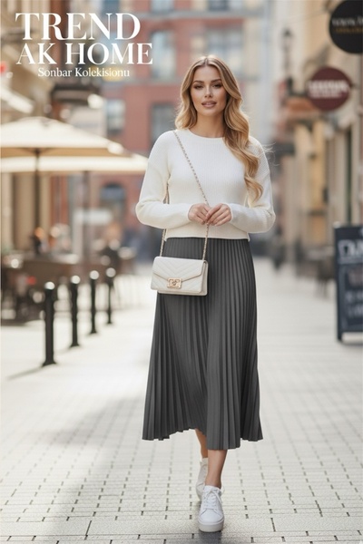 OSKAR FIRÇA Pleated Skirt with Elastic Waist - Color Anthracite (Standard Size) (50 Pieces)