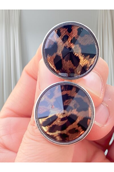 VEGALUXE أقراط بإطار فضي منقوشة بنمط الفهد