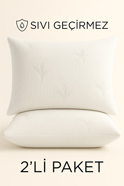 Dream Time 2 Adet Bambu Lüks Sıvı Geçirmez Yastık Alezi | 50x70cm Su Geçirmez Jakarlı Yastık Alezi 2'li Set