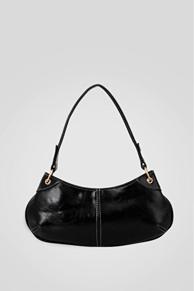 SHIKIRTI Γυαλιστερή δερμάτινη γυναικεία τσάντα ώμου