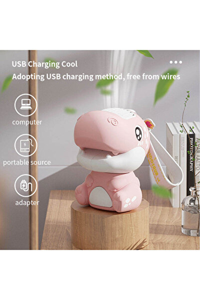 Generic Cute Dinosaur Portable Fan, USB Rechargeable Mini Fan, 2-Speed Personal Fan for Kids & Adults
